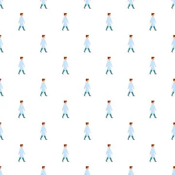 Walking doctor pattern on white medical background Stock Illustration