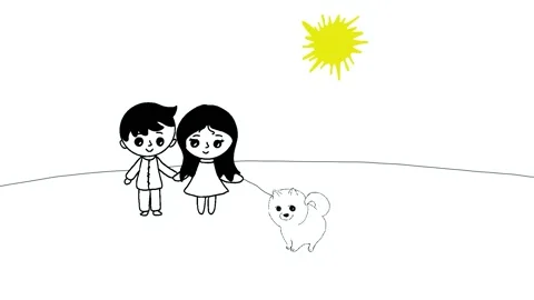 Walking with a dog, animation Stock Footage 237750388