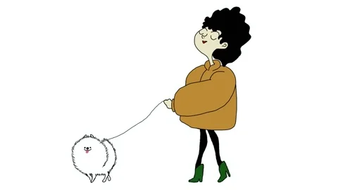 Walking with a dog, animation Stock Footage 237810936