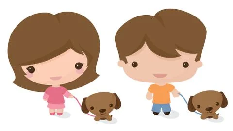 Walking the dog Stock Illustration