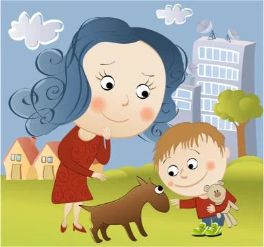 Walking with dog Stock Illustration