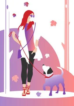Walking the dog Illustrazione stock