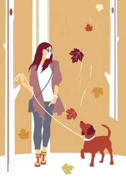 Walking the dog Stock Illustration