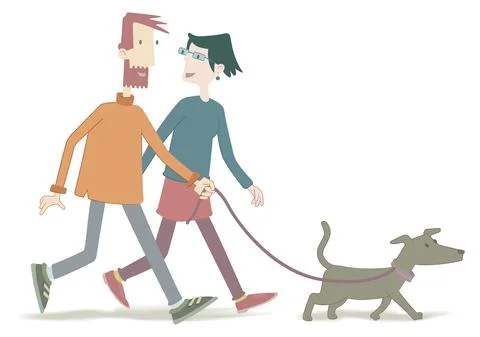 Walking the dog Stock Illustration