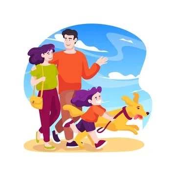 Walking a dog isolated cartoon vector illustration. Ilustración de archivo