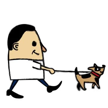 Walking dog man Stock Illustration