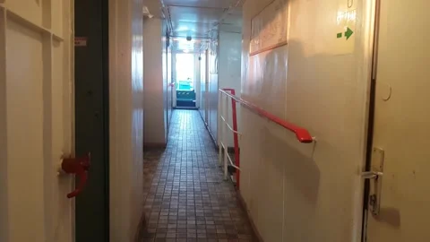 Walking down the aisle of the ship Stock Footage 138756789