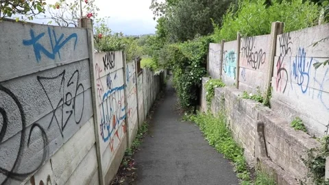 Walking Down an Alley Way Stock Footage 134644792