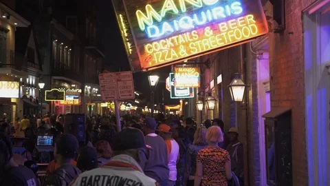 Walking down Bourban in New Orleans Stock Footage 123710986
