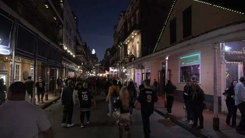 Walking down Bourban in New Orleans Video stock 123711005