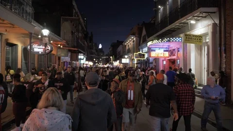 Walking down Bourban in New Orleans Stock Footage 123711023