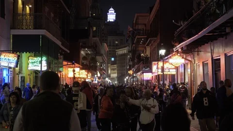 Walking down Bourban in New Orleans Stock Footage 123711071