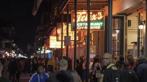 Walking down Bourban in New Orleans Stock Footage 123711121