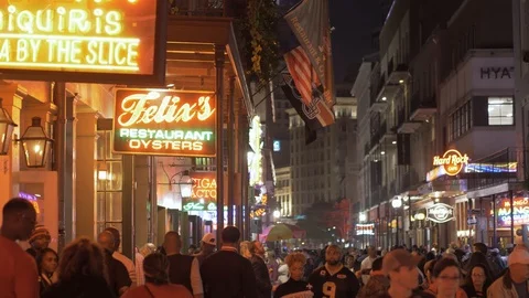 Walking down Bourban in New Orleans Stock Footage 123711175