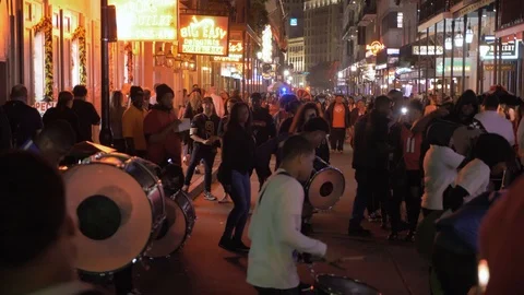 Walking down Bourban Street in New Orleans Stock Footage 123711192