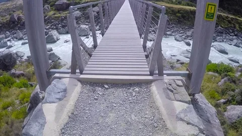 Walking down the bridge Stock Footage 70834356