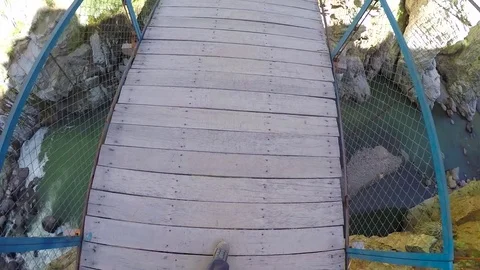 Walking down the bridge Stock Footage 70834392