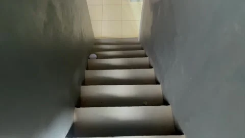 Walking down concrete stairs into basement or lower floor Stock-Footage 341890810
