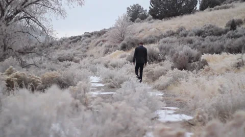 Walking down frozen path Video stock 27910345