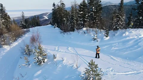 Walking down the hill in mountains Stockbeeldmateriaal 148723102