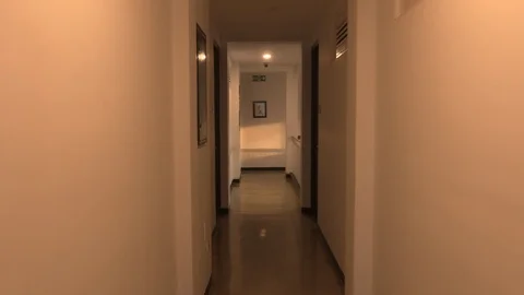Walking down a hotel Stock Footage 105057895