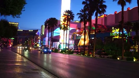 Walking Down Las Vegas Strip At Dawn Stock Footage 75726147