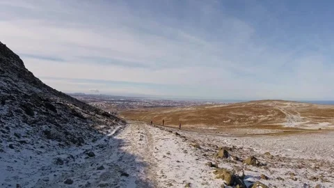 Walking Down Mountain Trail, Snow, Blue Sky, First Person View 4K Timelapse Stock Footage 285269340