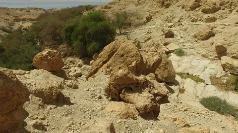 Walking Down Mountainous Path in Desert Stock Footage 77880077