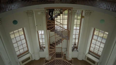Walking Down Observatory Stairs Stock Footage 220597371