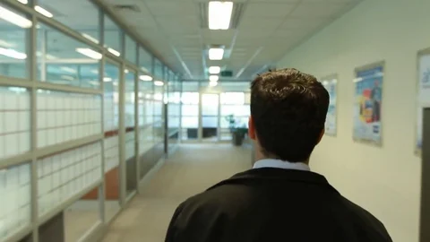 Walking down office Stock Footage 77046693