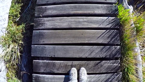 Walking down the path near Perito Moreno in Argentine in slow motion 스톡 동영상 70840150