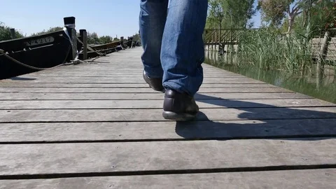 Walking Down the Pier in the Lake 스톡 동영상 80510586