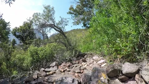 Walking down a rocky trail Stock Footage 339890392