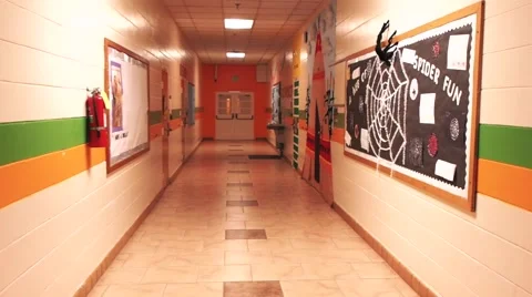 Walking down a school hallway Stock Footage 58667159