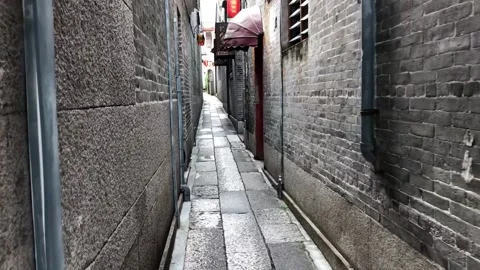 Walking down the street in the old town Stock Footage 135666216