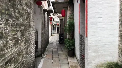 Walking down the street in the old town Stock Footage 135666332