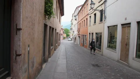 Walking down a town street during the lockdown Stock Footage 130432787