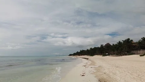 Walking Down Tropical White Sand Beach Tulum Mexico 3 動画素材 137429413