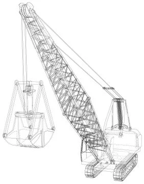 Walking Dragline, Mobile excavating machine used in open-cut mining. The layers Illustrazione stock