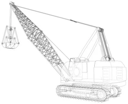 Walking Dragline, Mobile excavating machine used in open-cut mining. The layers 스톡 일러스트