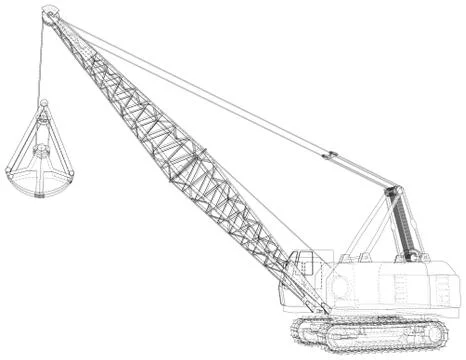 Walking Dragline, Mobile excavating machine used in open-cut mining. The layers Stock Illustration