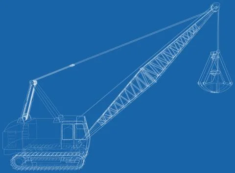 Walking Dragline, Mobile excavating machine used in open-cut mining. The layers Illustrazione stock