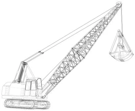Walking Dragline, Mobile excavating machine used in open-cut mining. The layers Stock-Illustration