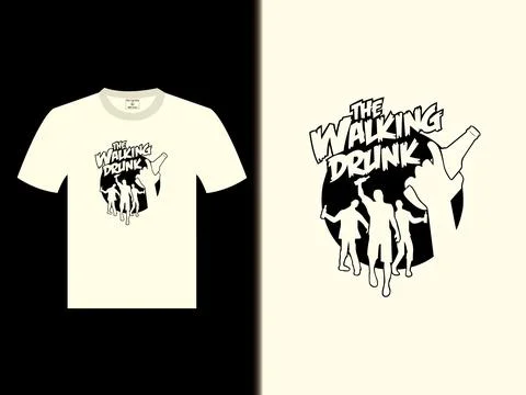 Walking Drunk Vector T-Shirt Design イラスト素材