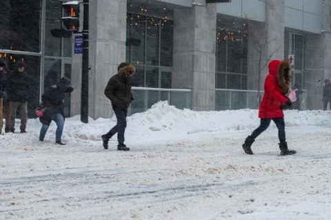 Walking during a snowstore Stock Photos