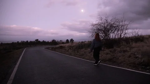 Walking during the twilight Stock Footage 128818519
