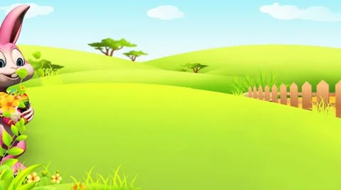 Walking Easter Bunny with eggs And alpha channel Stock Footage 21990439