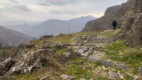 Walking at the edge of a cliff, tc01 Stock Footage 131616049