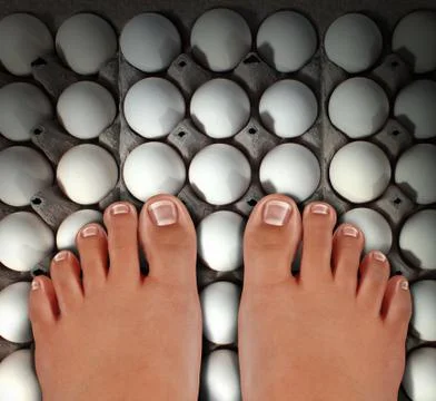 Walking on eggs Stock Illustration