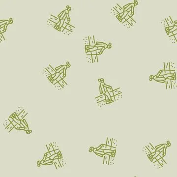 Walking elderly leisure line seamless pattern Stock Illustration